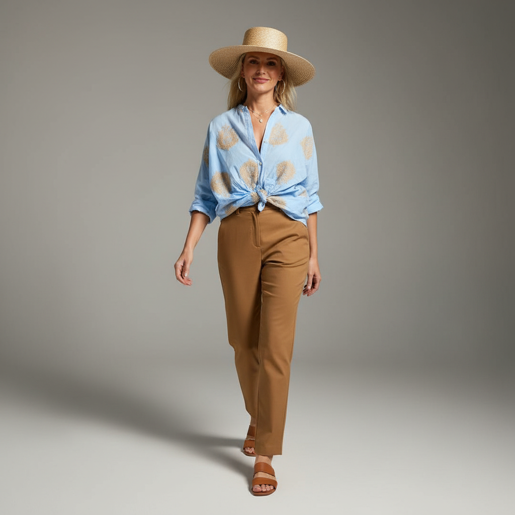 Boho İşlemeli Rahat Kesim Bluz