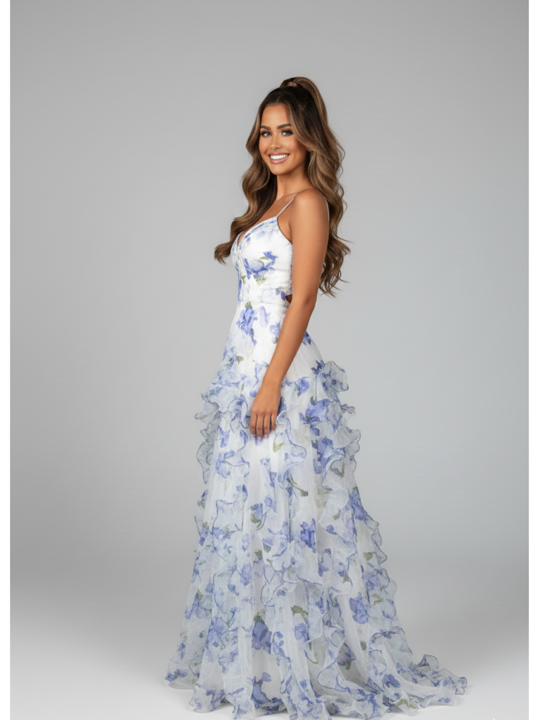 Robe Belle à volants et fleurs