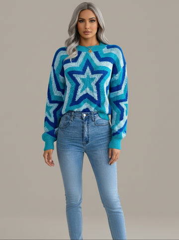 Suéter Tala com Estrelas Tricotadas