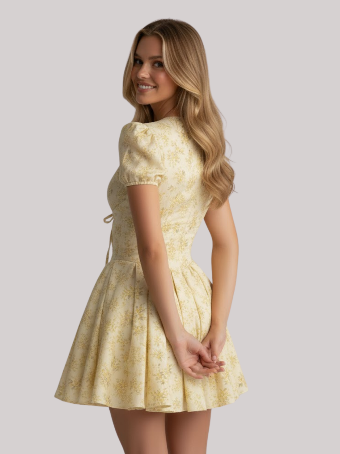 Robe courte fleurie en gaze française Fleurine