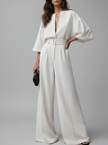 Macacão Elara branco de pernas largas