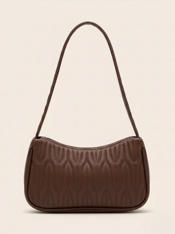 Quilted Shoulder Baguette Bag