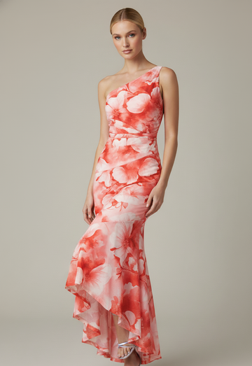 One-Shoulder Watercolor Bloom Dress